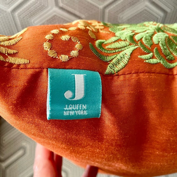 J by J Queen 12 X 20" Rectangular Boudoir Silk and Embroidered Throw Pillow - Picture 3 of 5